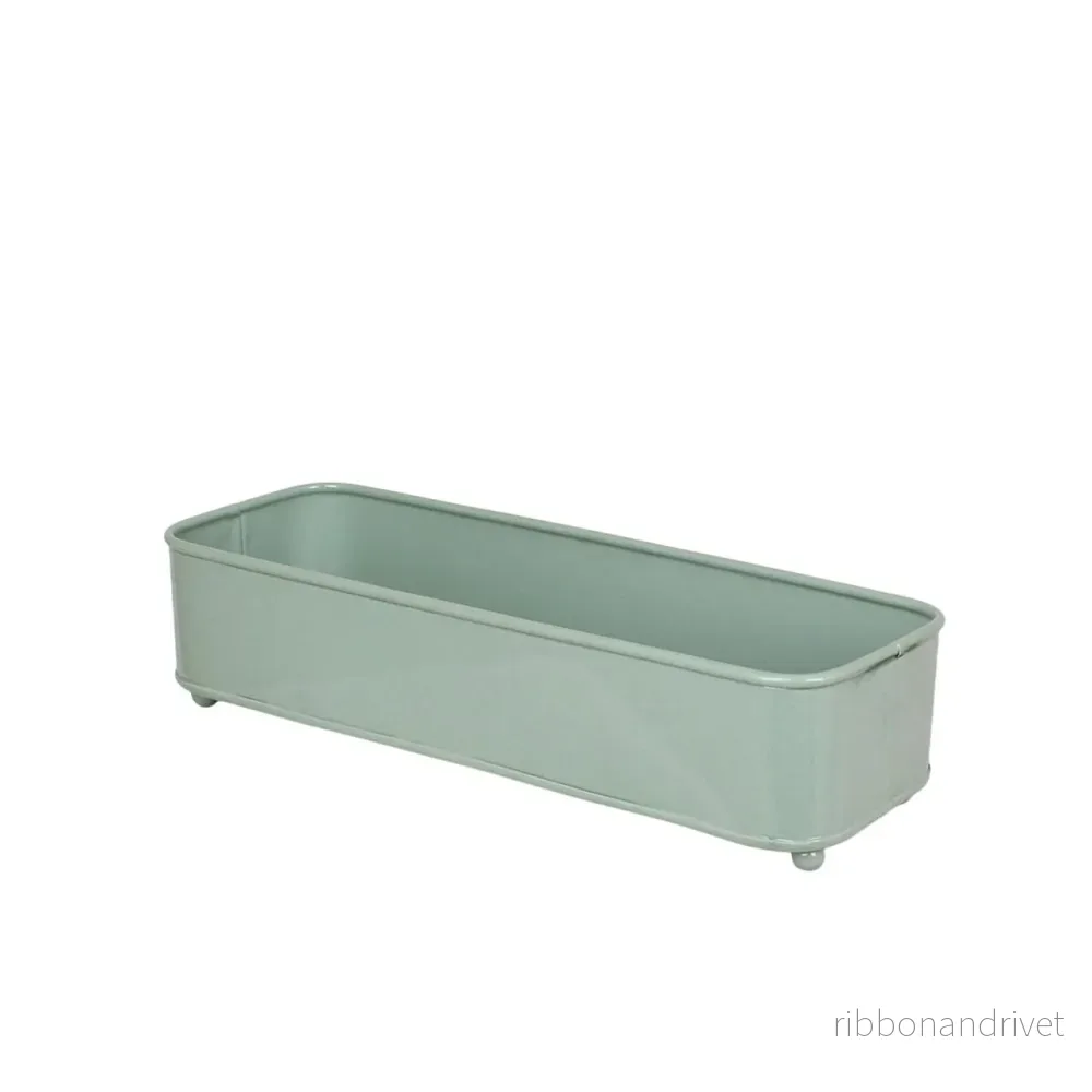 Avlång ljusgrön plåtlåda - Bild 3