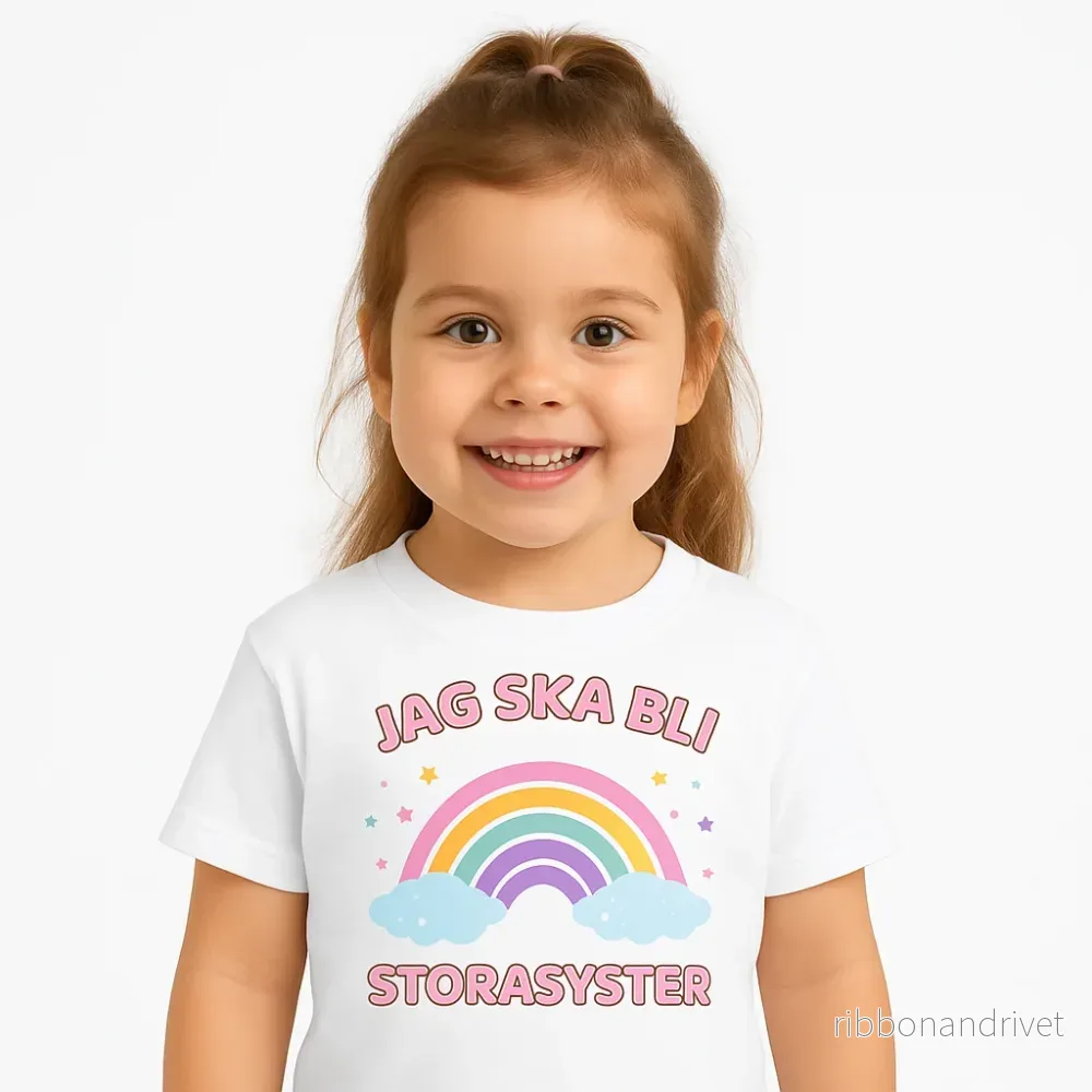 Jag ska bli storasyster T-shirt – Regnbåge Jag ska bli storasyster T-shirt – Regnbåge