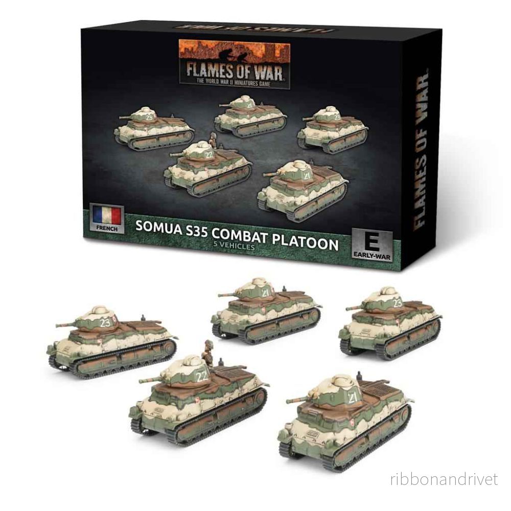 Flames of War – S-35 Somua Stridsvagnspluton (x5 plastmodeller)