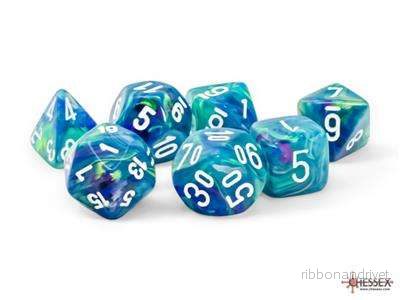 Chessex Festive® Mega-hedral™ Waterlily™/white 7-Die set Chessex Festive® Mega-hedral™ Waterlily™/white 7-Die set