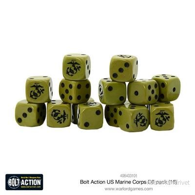 Bolt Action - US Marine Corps D6 Tärningar (16-pack)