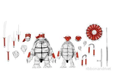TMNT (Mirage Comics) - 7" Scale Action Figur - Black and White First Turtles 2 Pack - Bild 2
