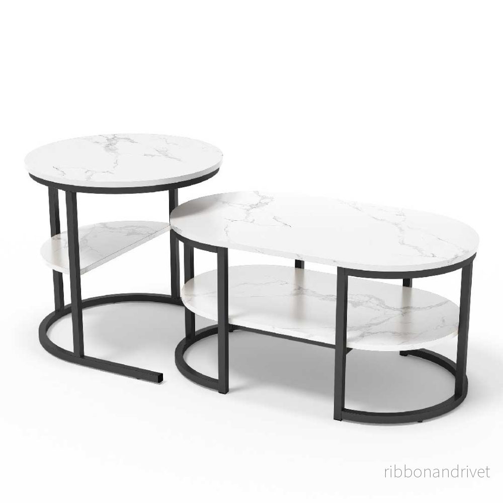 Yelenaro Soffbord 2-delat set med förvaring – platsbesparande & stabilt - Bild 2