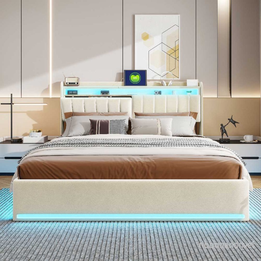 Yelenaro sängstomme i sammet med LED, förvaring & USB-laddstation – Säng med gaslyft & förvaring i sänggaveln (flera storlekar & färger) Yelenaro sängstomme i sammet med LED, förvaring & USB-laddstation – Säng med gaslyft & förvaring i sänggaveln (flera storlekar & färger)