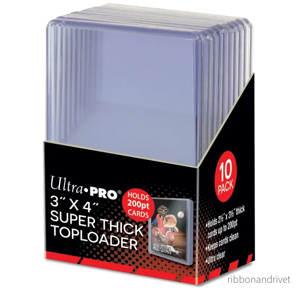 3" x 4" Super Thick 200PT Toploader 10-pack