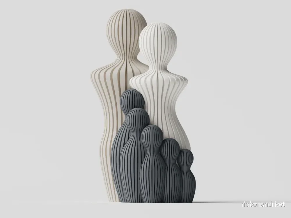 Familjeskulptur med 5 barn Familjeskulptur med 5 barn