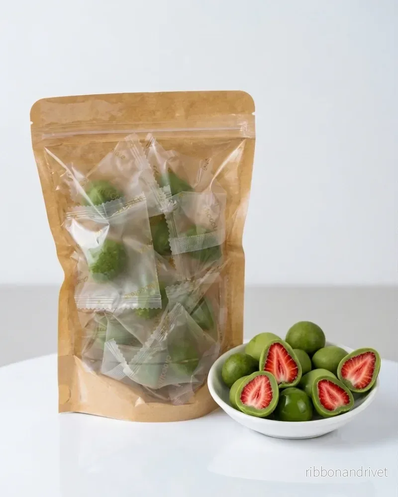 Frystorkade Jordgubbar med Matcha Frystorkade Jordgubbar med Matcha