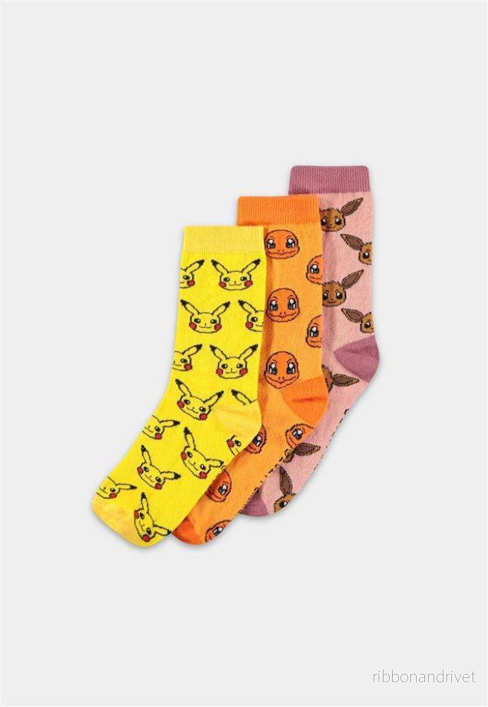 Pokémon – Crew Socks 3-pack – Charmander, Pikachu & Eevee – 35/38 Pokémon – Crew Socks 3-pack – Charmander, Pikachu & Eevee – 35/38