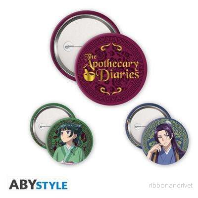 The Apothecary Diaries – Badgeset – Mao Mao, Jinshi & Logo The Apothecary Diaries – Badgeset – Mao Mao, Jinshi & Logo