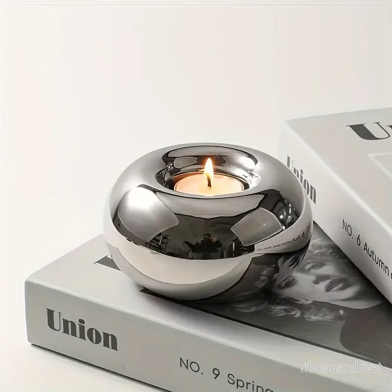 Modern Keramisk Silverfärgad Ljushållare