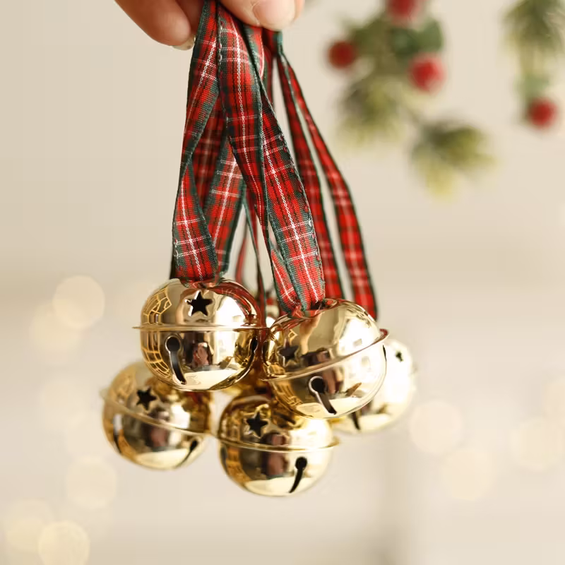 Julgransdekorationer | Metallklockor med Polyesterband 6-Pack - Bild 2
