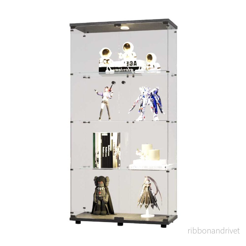 Yelenaro glasskåp 165 cm med LED – Vitrinskåp i ESG-glas - Bild 2