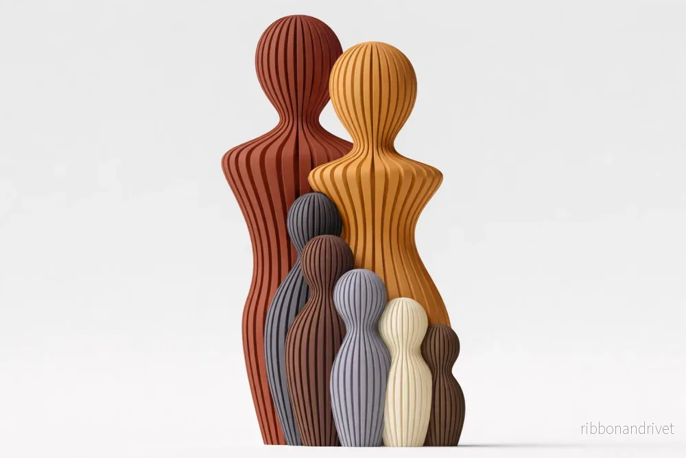 Familjeskulptur med 5 barn - Bild 2
