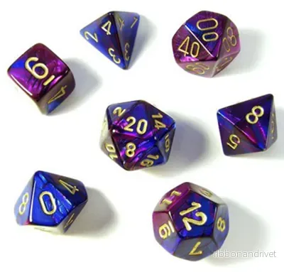 Chessex Gemini Polyhedral 7-Die Set - Blå-Lila med Guld