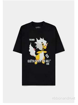 Pokémon – Mega Empharos Gotta Catch Em All – Herr T-shirt med Lös Passform och Kortärmad Pokémon – Mega Empharos Gotta Catch Em All – Herr T-shirt med Lös Passform och Kortärmad