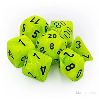 Chessex Vortex 7-Tärningsset - Klargul med Svart