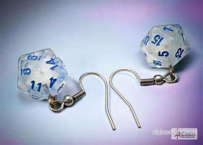 Chessex Hook Earrings Borealis Icicle Mini-Poly d20 Par