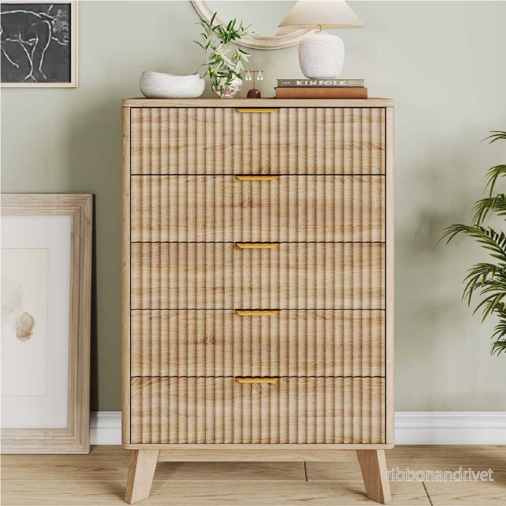 Yelenaro Byrå Träeffekt med 5 lådor – Skandinaviskt Sideboard Skåp Sovrum Vardagsrum Yelenaro Byrå Träeffekt med 5 lådor – Skandinaviskt Sideboard Skåp Sovrum Vardagsrum