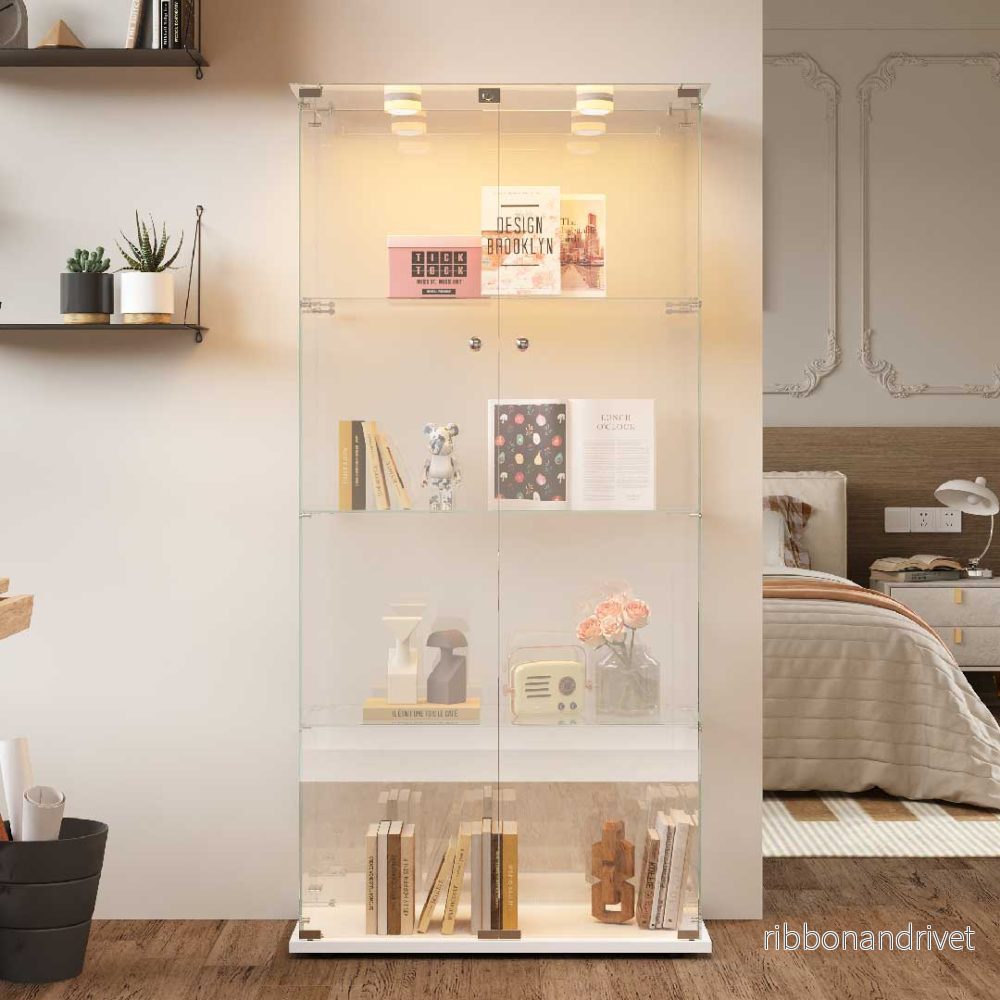 Yelenaro Glasskåp 163×80×35 cm – LED Samlarskåp i glas med dörrar & lås Yelenaro Glasskåp 163×80×35 cm – LED Samlarskåp i glas med dörrar & lås