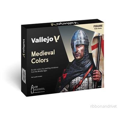 Vallejo - Modellfärg / Figur / 16 färger set - Medeltidsfärger 18 ml