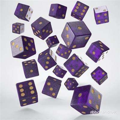 Full Pack av D6: Glittrande Lila & Guld