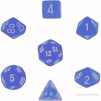 Chessex Frosted 7-Tärningsset – Blå med Vit Chessex Frosted 7-Tärningsset – Blå med Vit