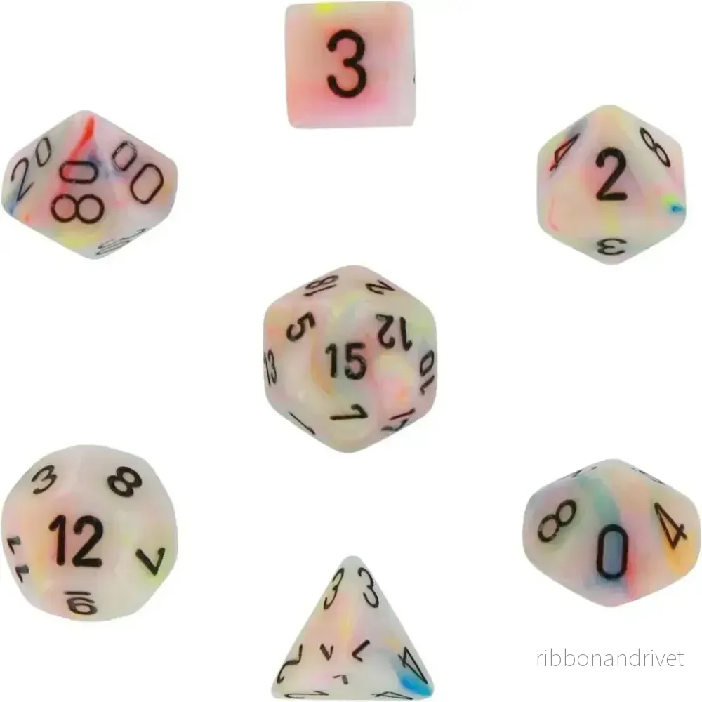 Chessex Festive 7-Tärningsset – Circus med svart Chessex Festive 7-Tärningsset – Circus med svart