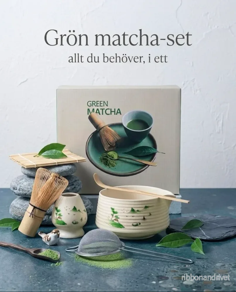 Matcha-set med keramisk skål och bambuvisp Matcha-set med keramisk skål och bambuvisp
