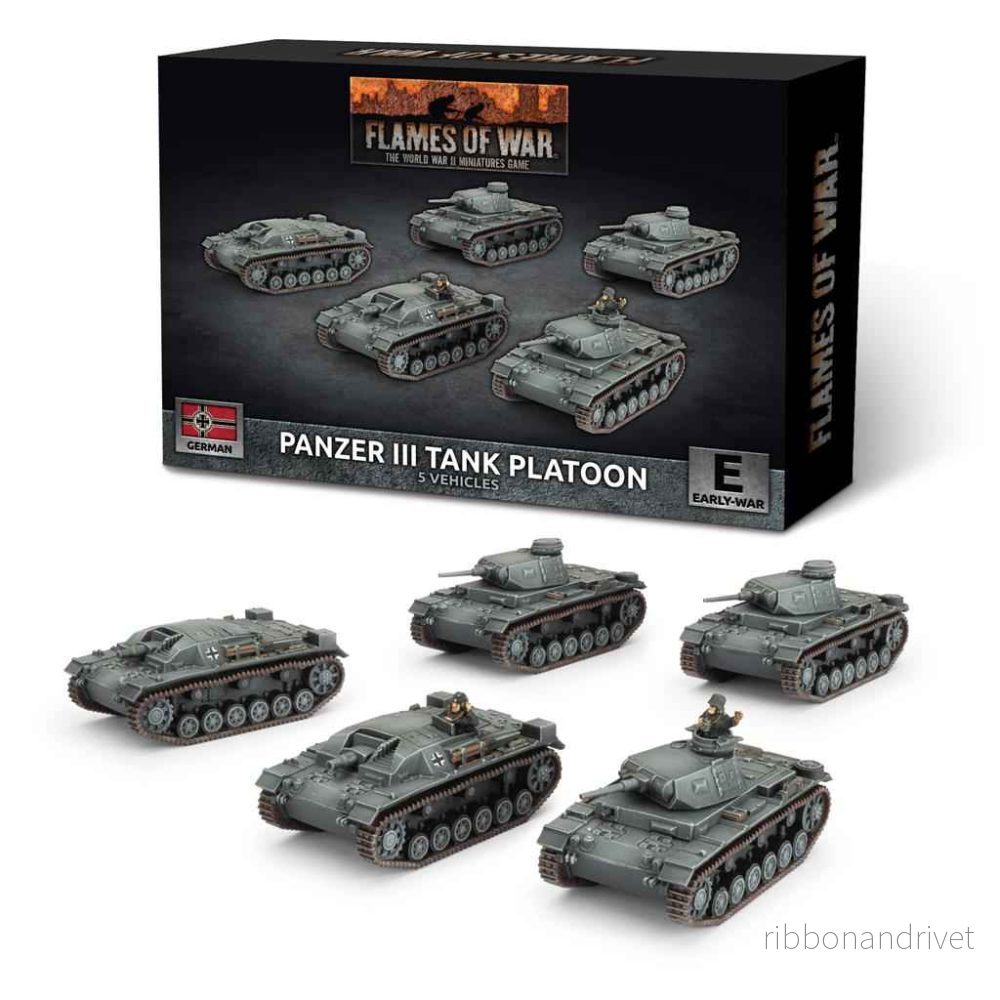 Flames of War – Panzer III/StuG III A Pluton (x5 Plast) Flames of War – Panzer III/StuG III A Pluton (x5 Plast)