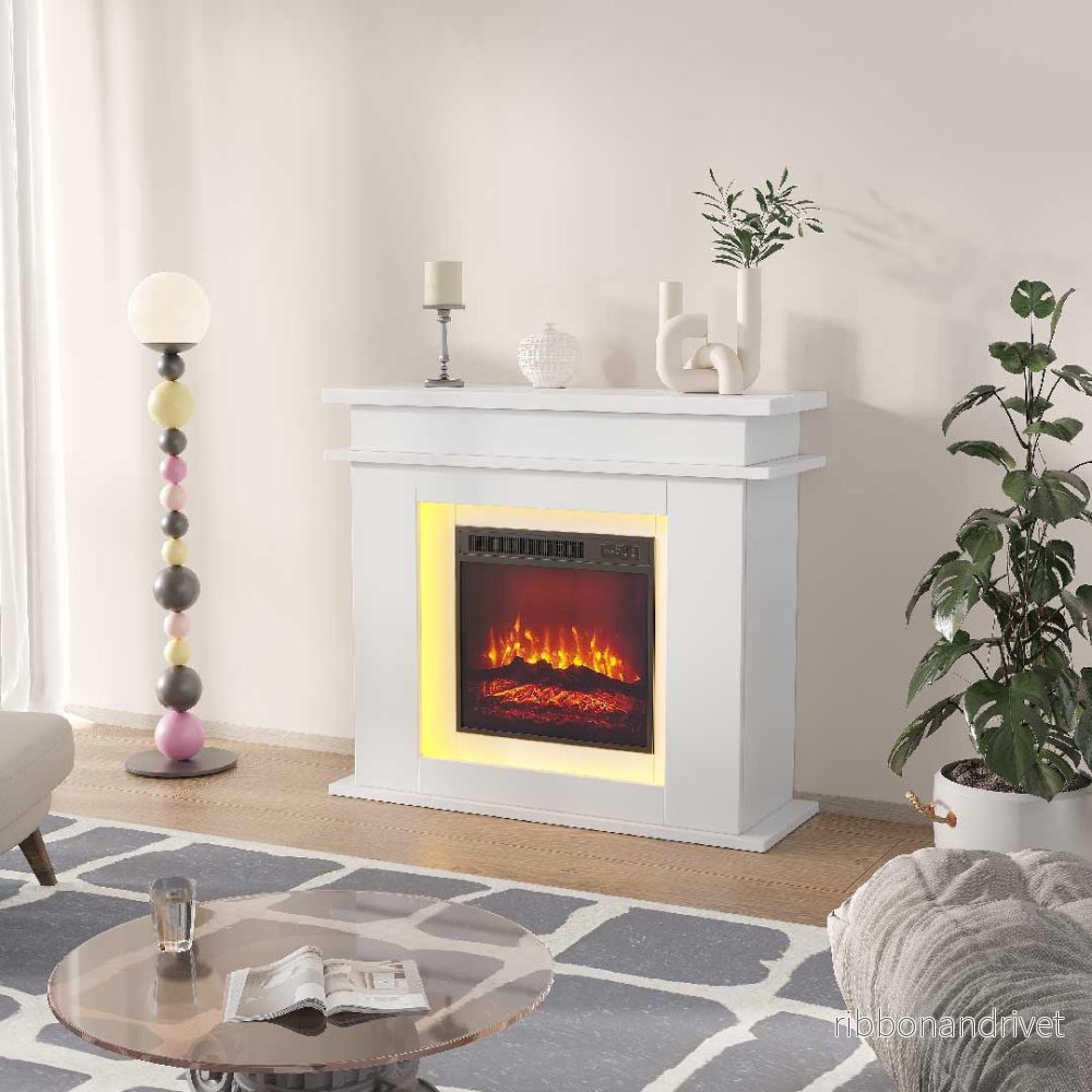 Yelenaro elektrisk eldstad 39 tum med värmare – 3D-flamma och LED-ljus - Bild 3