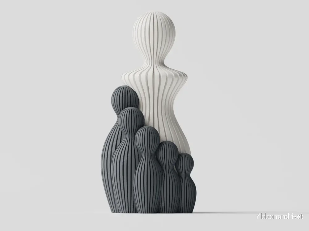 Mors dag-skulptur med 5 barn