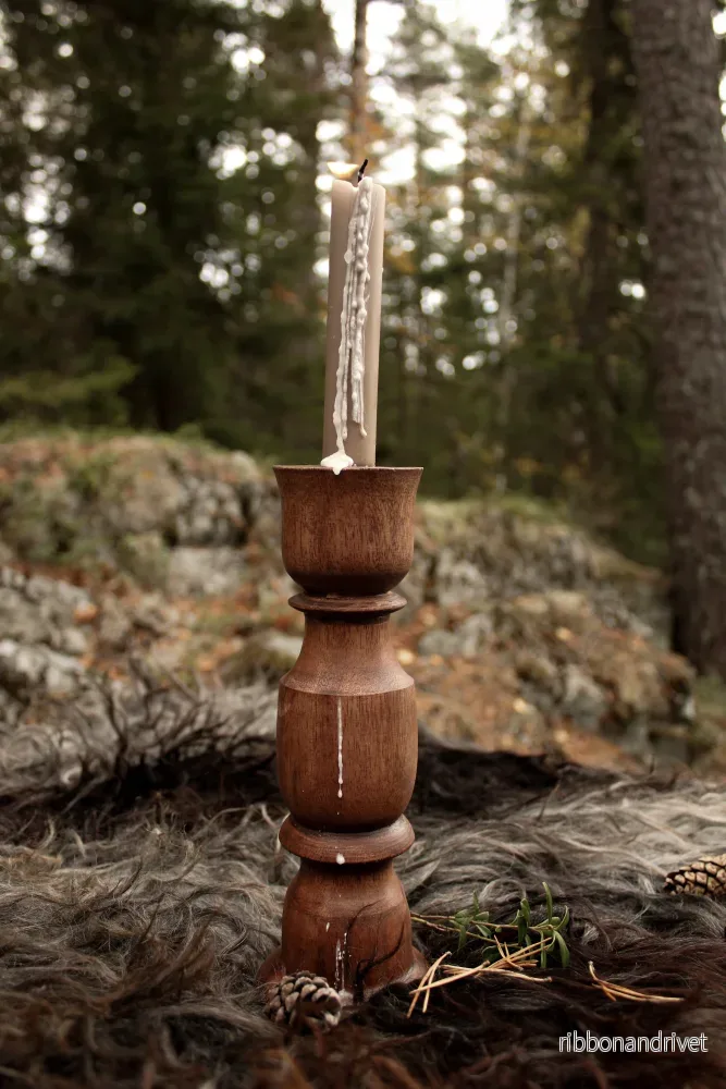 Ljusstake i trä för kronljus, 24,5 cm