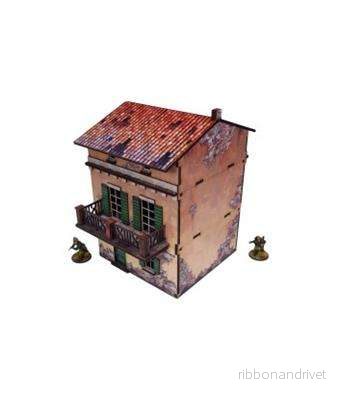 WW2 Italy Balcony House (1) – förmålat terränghus i 28 mm/1:56 WW2 Italy Balcony House (1) – förmålat terränghus i 28 mm/1:56
