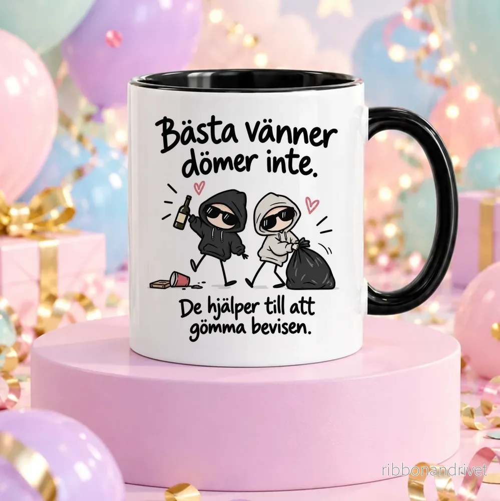 Bästa vänner dömer inte | Rolig mugg - Bild 3