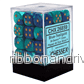 Chessex Gemini 12mm d6 Tärningsblock med pips (36 Tärningar) - Blå-Teal med Guld - Bild 2