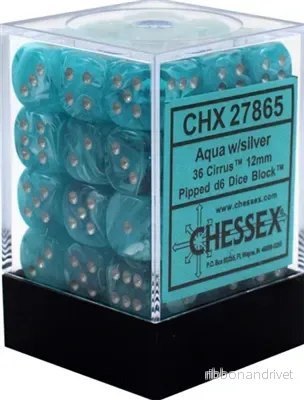 Chessex Signature 12mm d6 with Pips Dice Blocks - Cirrus Aqua