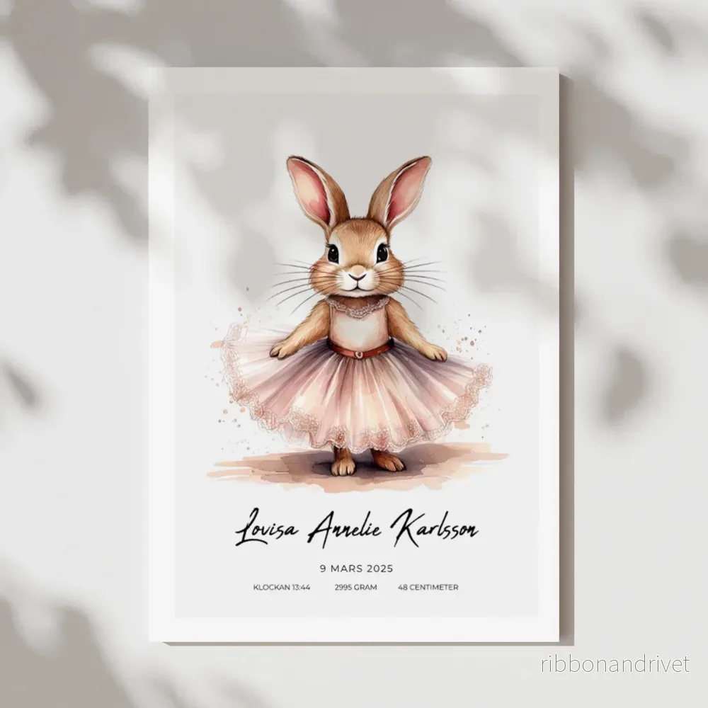 Kaninballerina | Personlig födelseposter Kaninballerina | Personlig födelseposter