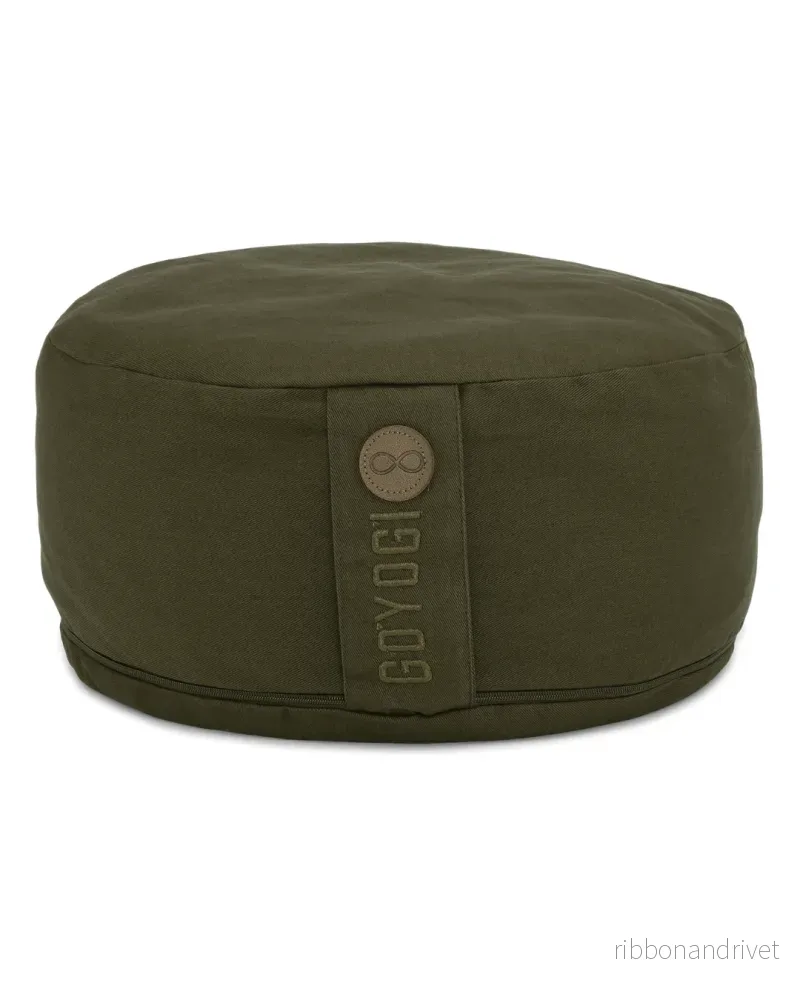 Calm Organic Cotton Round Meditation Cushion – Dark Olive Calm Organic Cotton Round Meditation Cushion – Dark Olive