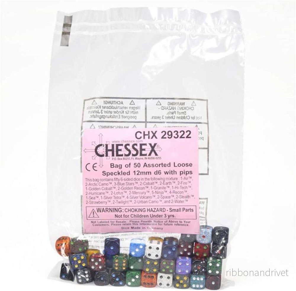 Chessex Speckled 50-pack Speltärningar - 12mm d6