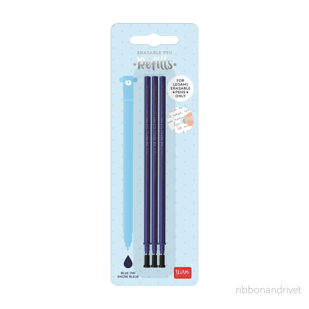 Legami Refill till raderbar gelpenna 3-pack – Blått bläck Legami Refill till raderbar gelpenna 3-pack – Blått bläck