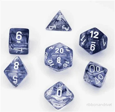 Chessex Nebula 7-Tärningsset – Svart med Vit Chessex Nebula 7-Tärningsset – Svart med Vit