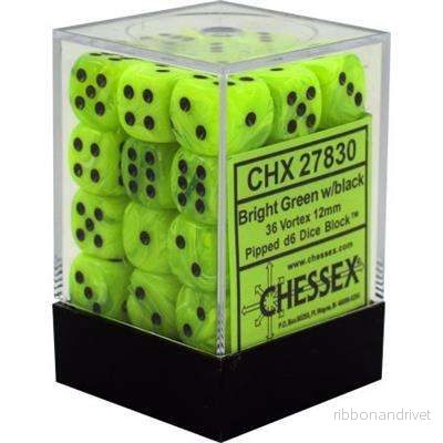 Chessex 12mm d6 Dice Blocks – Vortex Bright Green (36 Dice) Chessex 12mm d6 Dice Blocks – Vortex Bright Green (36 Dice)