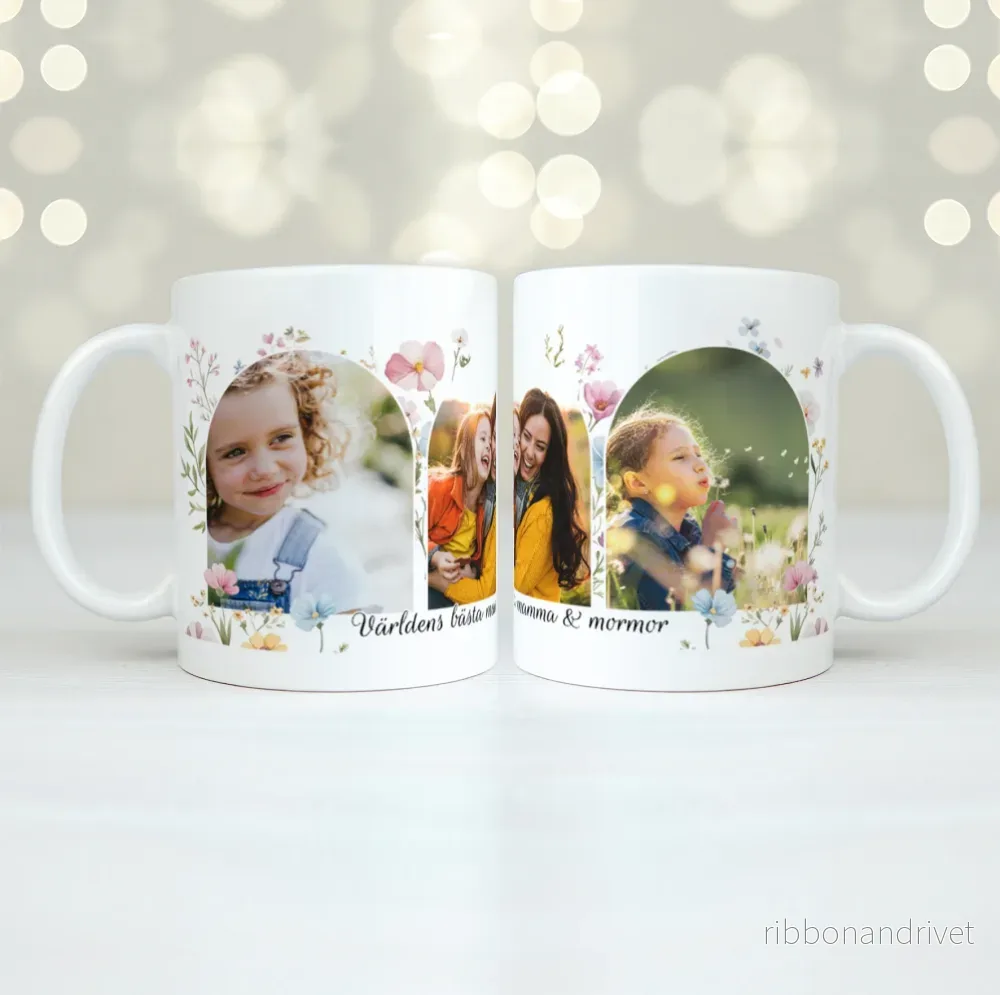 Tre foton & blommor | Personlig mugg Tre foton & blommor | Personlig mugg