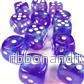 Chessex Borealis 16mm d6 Lila/Vit Luminary Tärningsblock (12 tärningar) - Bild 2