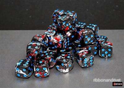 Brush Dark Side blå 12 mm d6-tärningar, set med 36 stycken i Dice Block-förpackning Brush Dark Side blå 12 mm d6-tärningar, set med 36 stycken i Dice Block-förpackning