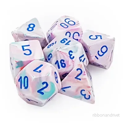Chessex Festive Polyhedral 7-Tärningsset – Pop Art med Blå Chessex Festive Polyhedral 7-Tärningsset – Pop Art med Blå