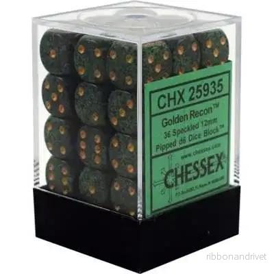 Chessex Speckled 12mm d6 Dice Blocks - Golden Recon (36 Dice)