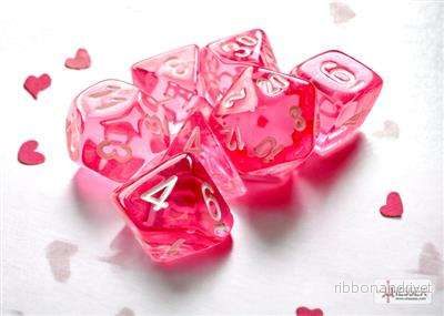 Chessex Translucent Mini-Polyhedral Pink/White 7-Die Set Chessex Translucent Mini-Polyhedral Pink/White 7-Die Set