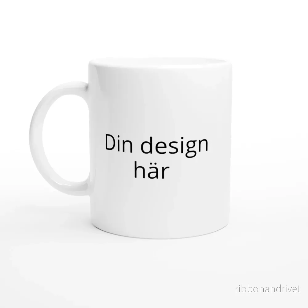 Vit keramisk mugg 325 ml med ditt eget tryck