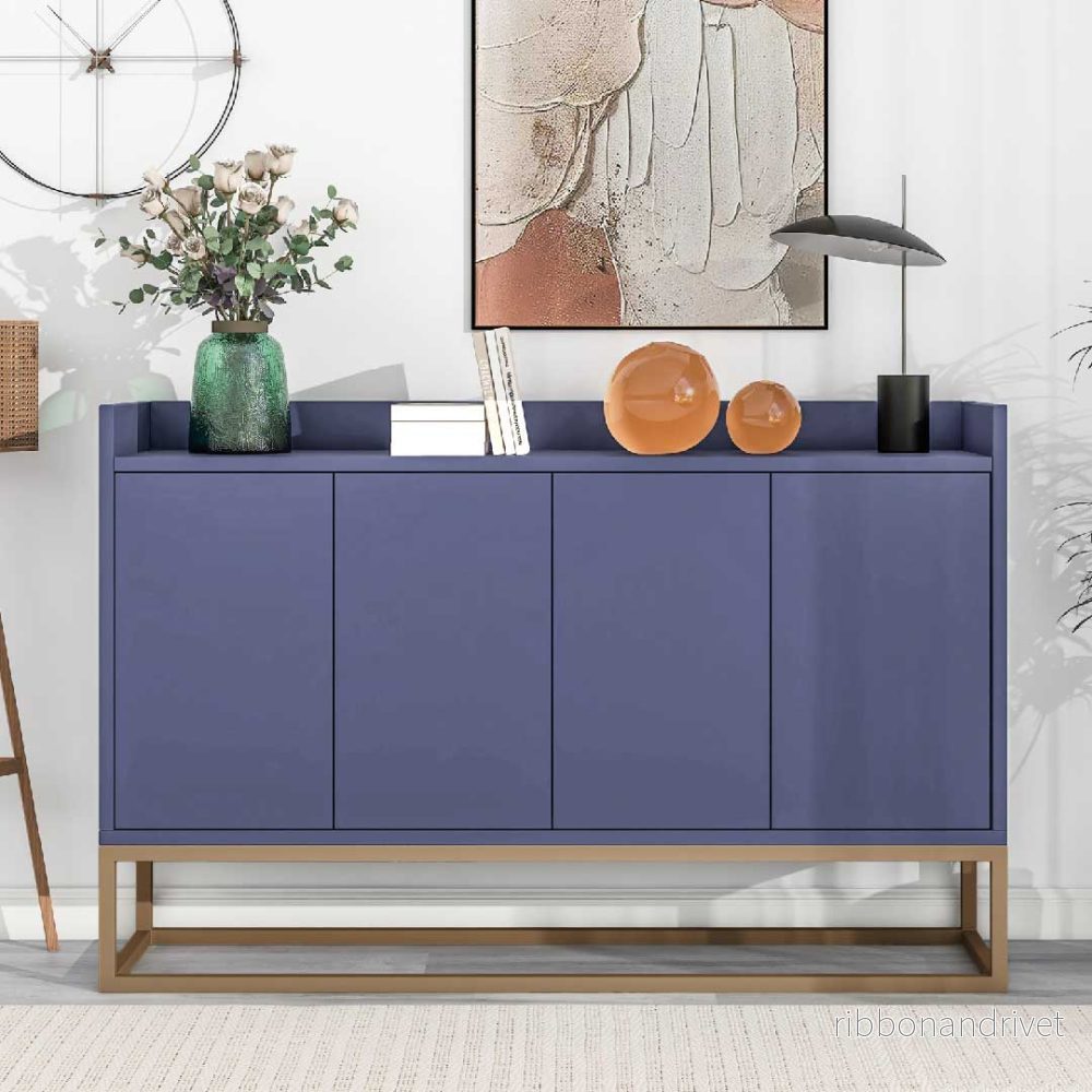 Yelenaro Skänk 120 cm – Modern skänk med 4 dörrar, push-to-open och metallstativ - Bild 2